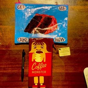 Blue Q zippered pouches 2-pack cake and coffee